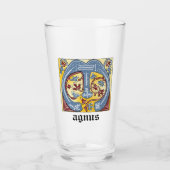 Leuchtender Brief des blauen und roten Lichts im M Glas (Vorderseite)