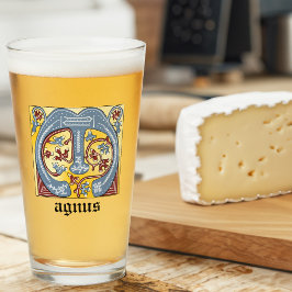 Leuchtender Brief des blauen und roten Lichts im M Glas