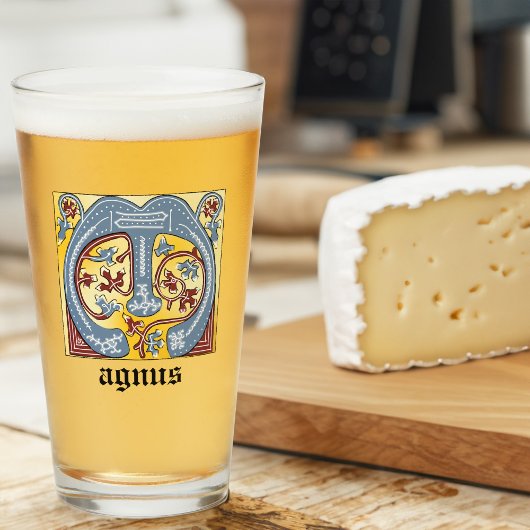 Leuchtender Brief des blauen und roten Lichts im M Glas