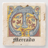 Leuchtender Brief des blauen und roten Lichts im M Steinuntersetzer (Vorderseite)