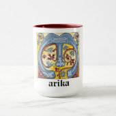 Leuchtender Brief des blauen und roten Lichts im M Tasse (Zentrum)