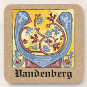 Leuchtender Brief des Mittelalters in Blau und Rot Getränkeuntersetzer (Vorderseite)