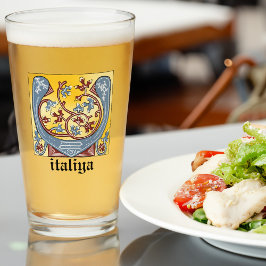 Leuchtender Brief des Mittelalters in Blau und Rot Glas