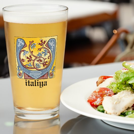 Leuchtender Brief des Mittelalters in Blau und Rot Glas