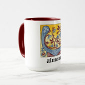 Leuchtender Brief des Mittelalters in Blau und Rot Tasse (Vorderseite Links)