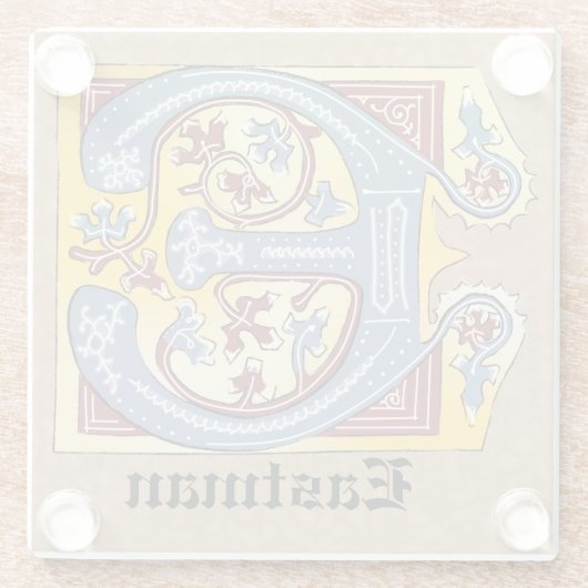 Leuchtender Brief E Glasuntersetzer (Rückseite)