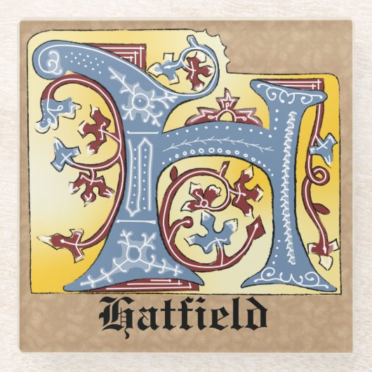 Leuchtender Brief H Glasuntersetzer (Vorderseite)