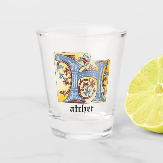 Leuchtender Brief H Schnapsglas (Vorderseite)