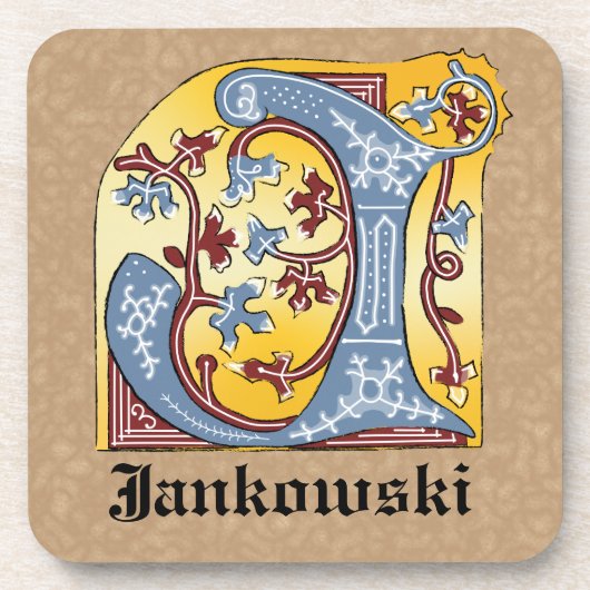 Leuchtender Brief J Getränkeuntersetzer (Vorderseite)