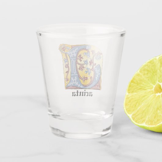 Leuchtender Brief J Schnapsglas (Rückseite)