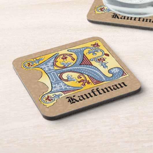 Leuchtender Brief K Getränkeuntersetzer (Linke Seite)