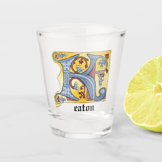 Leuchtender Brief K Schnapsglas (Vorderseite)