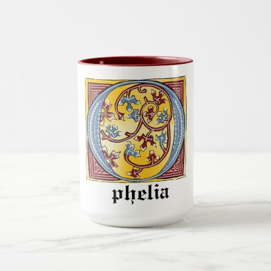 Leuchtender Brief O Tasse (Zentrum)