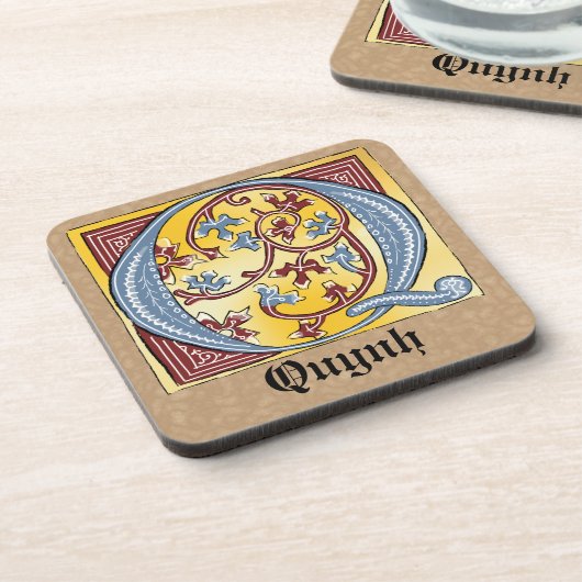 Leuchtender Brief Q Getränkeuntersetzer (Linke Seite)