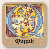 Leuchtender Brief Q Getränkeuntersetzer (Vorderseite)