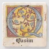 Leuchtender Brief Q Steinuntersetzer (Vorderseite)