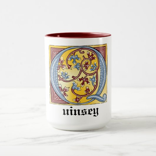 Leuchtender Brief Q Tasse (Zentrum)