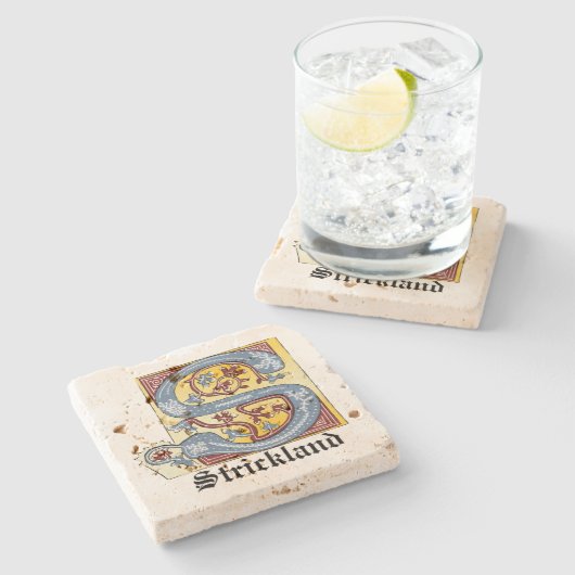 Leuchtender Brief S Steinuntersetzer (Seitenansicht)