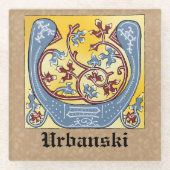 Leuchtender Brief U Glasuntersetzer (Vorderseite)