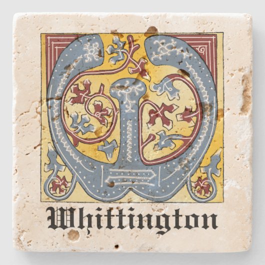 Leuchtender Brief W Steinuntersetzer (Vorderseite)