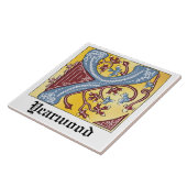 Leuchtender Brief Y: Mittelalterliches Blau und Ro Fliese (Seite)