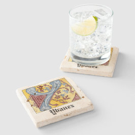 Leuchtender Brief Y: Mittelalterliches Blau und Ro Steinuntersetzer