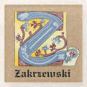 Leuchtender Brief Z Glasuntersetzer (Vorderseite)