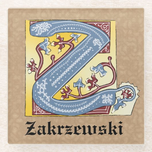 Leuchtender Brief Z Glasuntersetzer (Vorderseite)