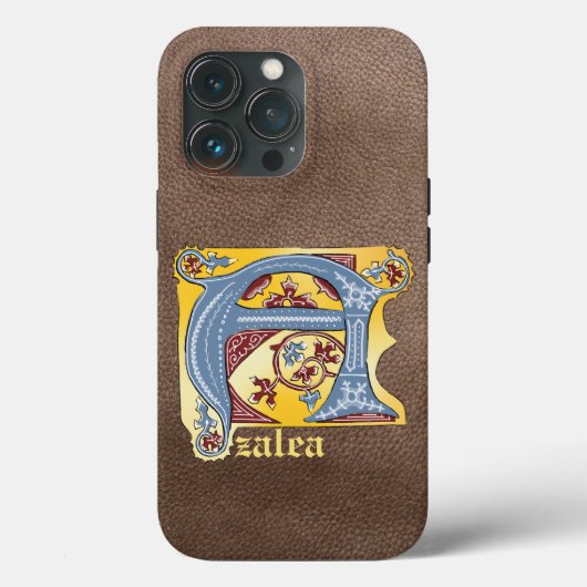 Leuchtender Buchstabe A des mittelalterlichen blau Case-Mate iPhone Hülle (Rückseite)