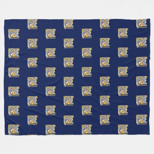 Leuchtender Buchstabe A des mittelalterlichen blau Fleecedecke (Vorderseite (Horizontal))