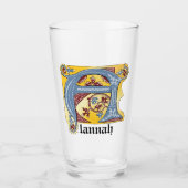 Leuchtender Buchstabe A des mittelalterlichen blau Glas (Vorderseite)