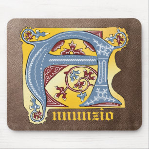 Leuchtender Buchstabe A des mittelalterlichen blau Mousepad