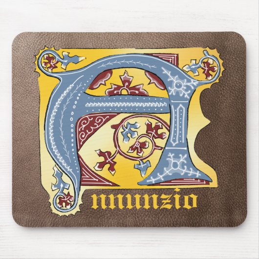 Leuchtender Buchstabe A des mittelalterlichen blau Mousepad (Vorne)