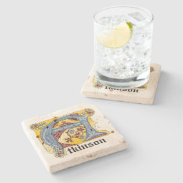 Leuchtender Buchstabe A des mittelalterlichen blau Steinuntersetzer