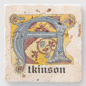 Leuchtender Buchstabe A des mittelalterlichen blau Steinuntersetzer (Vorderseite)