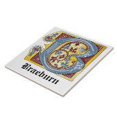 Leuchtender Buchstabe B des mittelalterlichen blau Fliese (Seite)