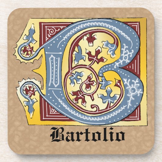 Leuchtender Buchstabe B des mittelalterlichen blau Getränkeuntersetzer (Vorderseite)