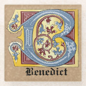 Leuchtender Buchstabe B des mittelalterlichen blau Glasuntersetzer (Vorderseite)