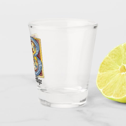 Leuchtender Buchstabe B des mittelalterlichen blau Schnapsglas (Rechts)