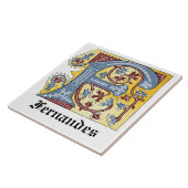 Leuchtender Buchstabe F des mittelalterlichen blau Fliese (Seite)