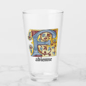 Leuchtender Buchstabe F des mittelalterlichen blau Glas (Vorderseite)