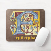 Leuchtender Buchstabe F des mittelalterlichen blau Mousepad (Mit Mouse)