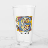 Leuchtender Buchstabe G für das Mittelalter in bla Glas (Vorderseite)