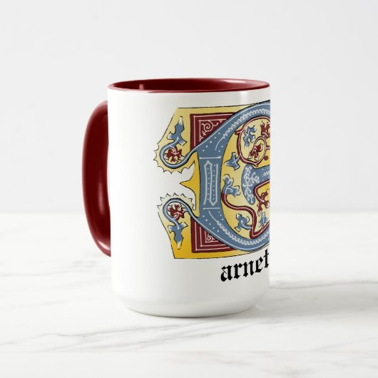 Leuchtender Buchstabe G für das Mittelalter in bla Tasse (Vorderseite Links)