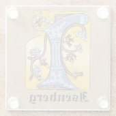 Leuchtender Buchstabe I Glasuntersetzer (Rückseite)