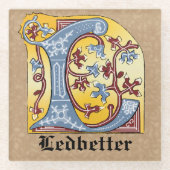 Leuchtender Buchstabe L Glasuntersetzer (Vorderseite)