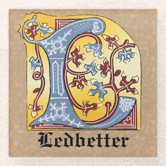 Leuchtender Buchstabe L Glasuntersetzer (Vorderseite)