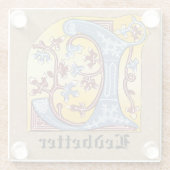 Leuchtender Buchstabe L Glasuntersetzer (Rückseite)