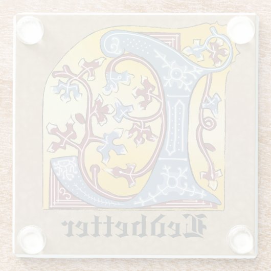 Leuchtender Buchstabe L Glasuntersetzer (Rückseite)