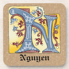 Leuchtender Buchstabe N des mittelalterlichen blau Getränkeuntersetzer